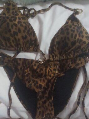Rebecca Minkoff Spotted Leopard 2-PC Bikini Size: L NWT